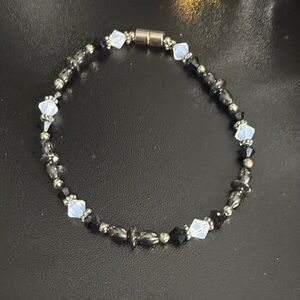 Magnetic Black Beaded Bracelet with Hematite